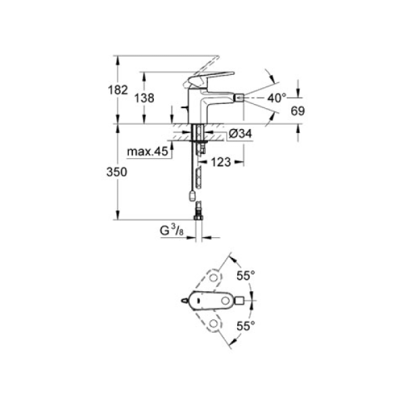 Смеситель однорычажный для биде DN 15, Grohe Europlus II 32623 002 (32623002)