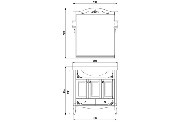 Зеркало (71х90)  ASB-Woodline Салерно 80 9691 (коричневый)