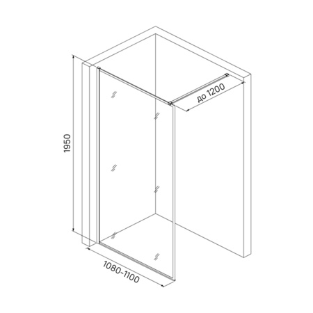 Душевая перегородка IDDIS Slide Walk In черный 110x195 см (SLI8BS7i23)