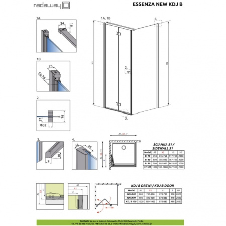 Душевая дверь Radaway Essenza 385081-01-01R