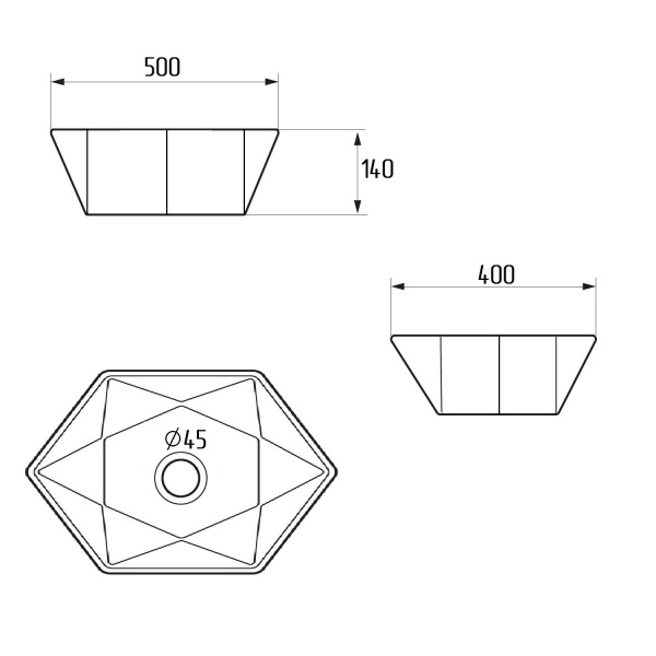 Раковина мебельная Runo Cristallo (многоугольная) (00-00002560)
