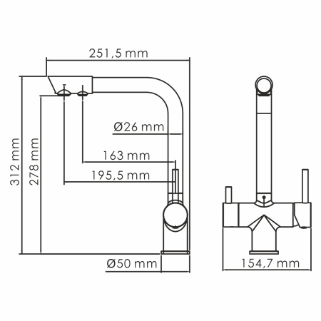 Смеситель для кухни под фильтр WasserKRAFT A8367