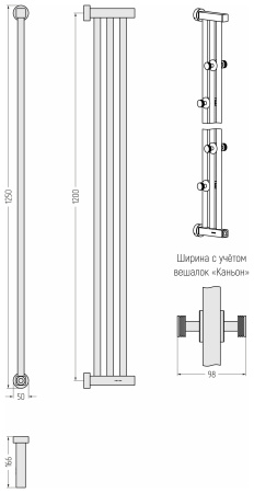 Полотенцесушитель электрический (120х5) Сунержа Хорда 4.0 31-0834-1200