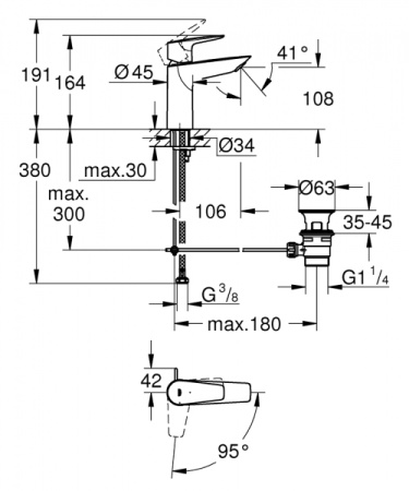 Смеситель для раковины Grohe BauEdge New 23759 001 (23759001) хром