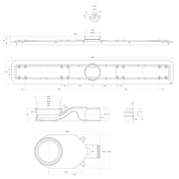 Душевой лоток BelBagno Luce BB-LD-LUCE-90-BIANCO