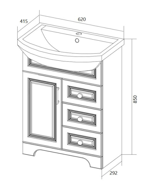 Тумба под раковину 1Marka  Прованс New 65Н