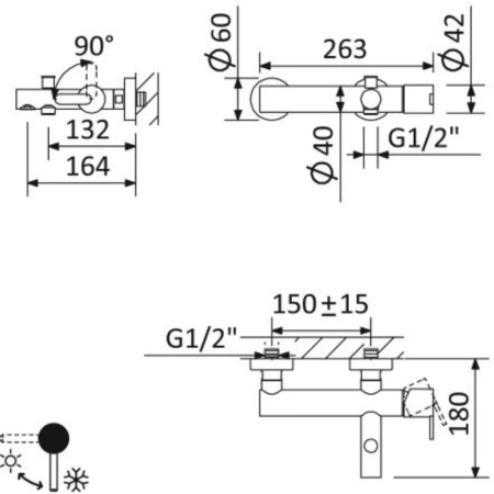 Смеситель для ванны Cezares Leaf LEAF-VD-L-01