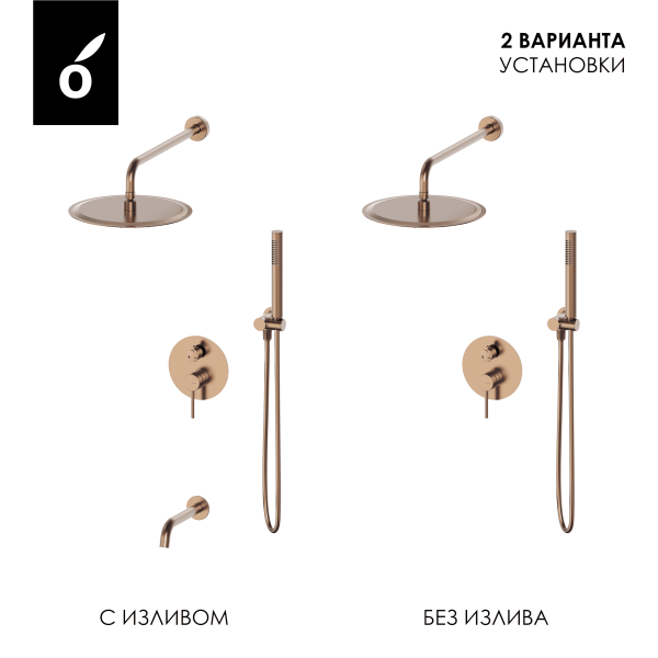 Душевой комплект с внутренней частью Oliveeka OL-88939017-BRG матовое розовое золото