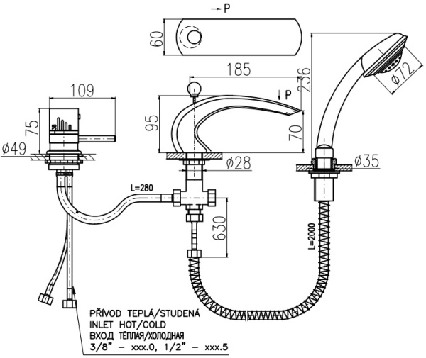 Смеситель на борт ванны Rav Slezak Dunaj DT272.5P