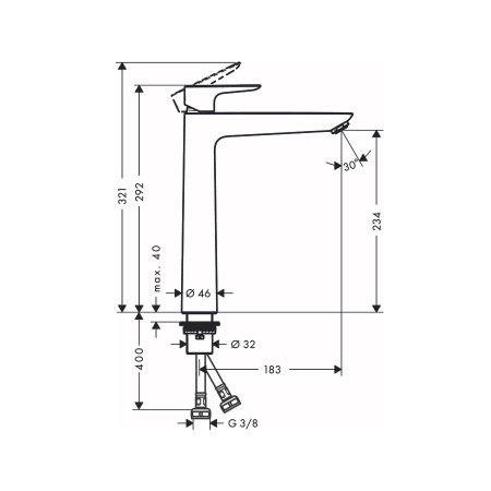 Смеситель для раковины без донного клапана Hansgrohe Talis E 71717340 шлифованный черный хром