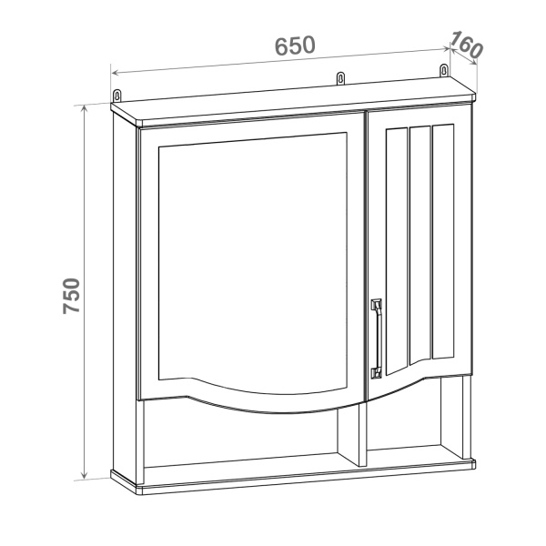 Зеркальный шкаф Runo мята Марсель 65 (00-00001219)