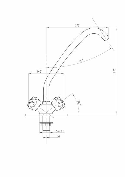 Смеситель для кухни ПСМ-Профсан  СТАНДАРТ-Б PSM-117-65