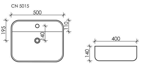 Раковина накладная (50х40) Ceramica Nova ELEMENT CN5015