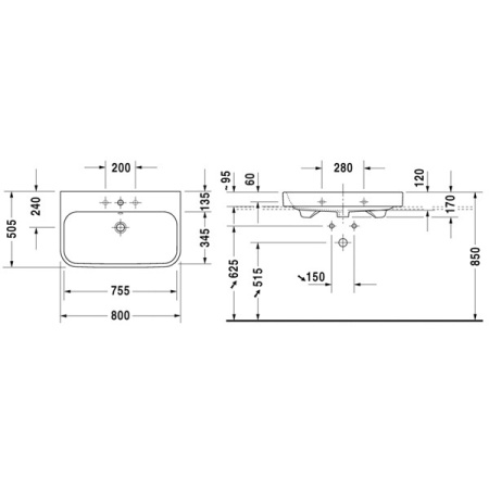 Раковина Duravit Happy D.2 231880 00 00