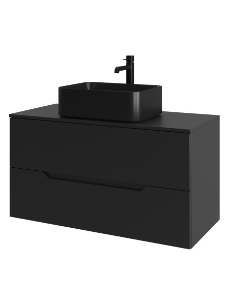 Тумба с раковиной подвесная 100 см, Orange Line Li-100TubMDF+B02-460MB черный