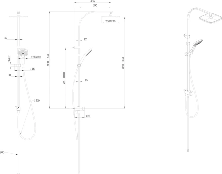 Душевая стойка  Kerama Marazzi Fonte FO.102.KM.BLK.M
