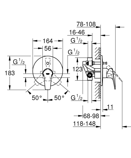 Смеситель однорычажный для ванны Grohe BauFlow 29113 000 (29113000) хром
