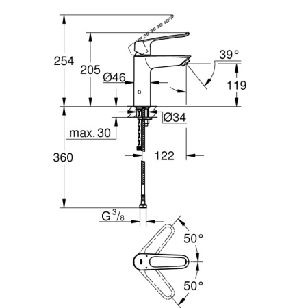 Смеситель для раковины без донного клапана Grohe Eurosmart New 23987 003 (23987003) хром