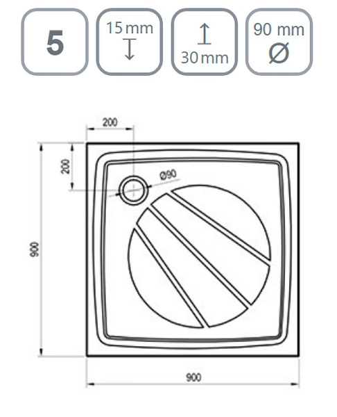 Душевой поддон Ravak Perseus Pro 90х90 XA037701010BM