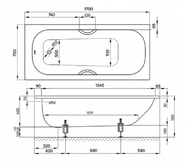Ванна стальная (170x75) Bette Form 2947-000 Ванна стальная (170x75) Bette Form 2947-000