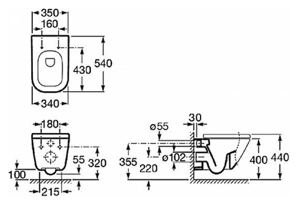 Подвесной унитаз Roca Gap Rimless A34H47C000