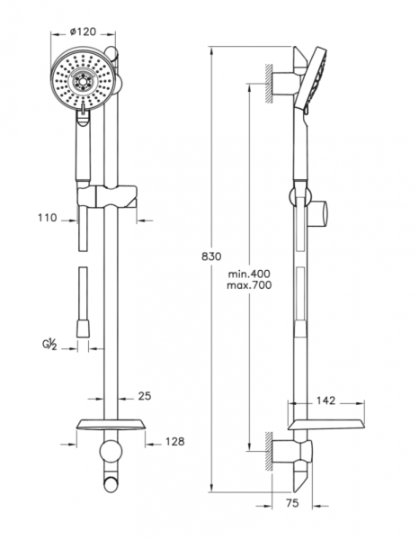 Душевой гарнитур Vitra Master Slot 3F A45691EXP, хром 