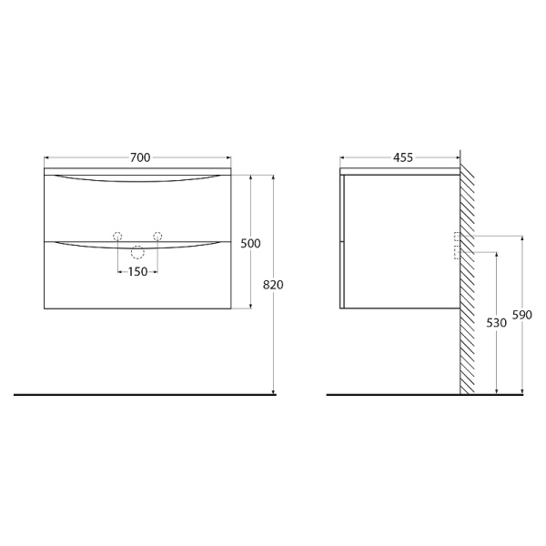 База под раковину BelBagno ACQUA-700-2C-SO-BL подвесная Bianco Lucido