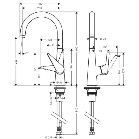 Смеситель для кухни Hansgrohe Talis M51 72816800, сталь