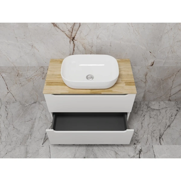 Тумба подвесная без раковины со столешницей 80 см Style Line Бали ЛС-00002339 белый матовый