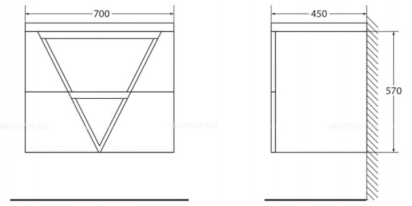 База под раковину BelBagno Vittoria VITTORIA-700-2C-SO-TB-P Toros Bianco