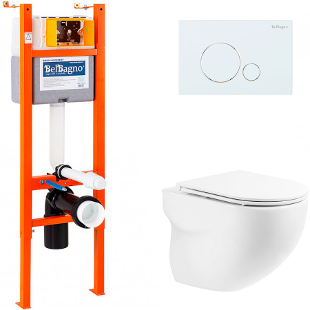Комплект унитаза с инсталляцией BelBagno BB066CHR/BB870SC/BB004-40 EXPERT/BB014-SR-BIANCO