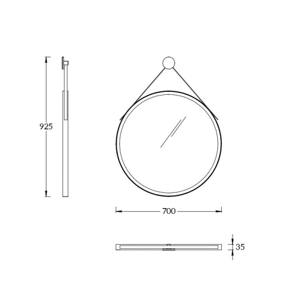 Зеркало (70х70) Kerama Marazzi CONO 70 CO.mi.P.70\BLK