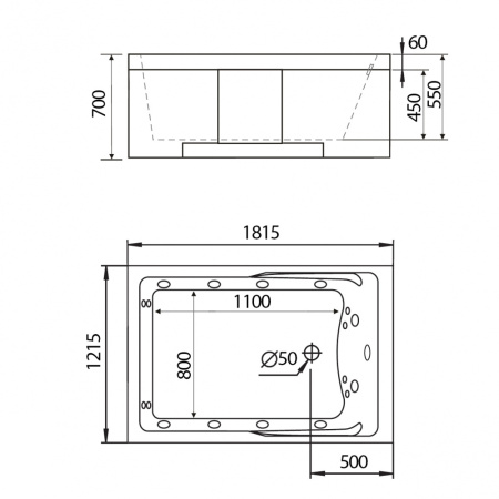 Акриловая ванна (181х121) Gemy G9061 K L с гидромассажем, левая