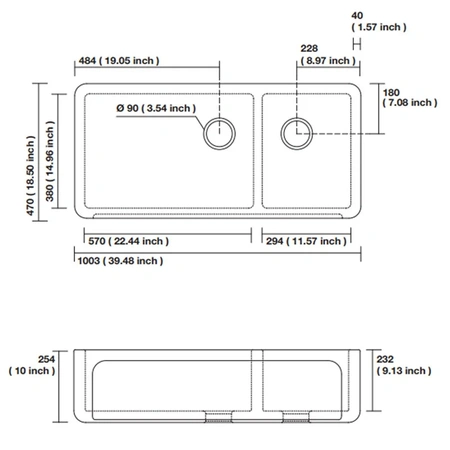 Кухонная мойка (100х47) Kerasan Hannah Oxfordshire  543001 белая