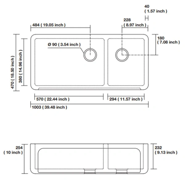 Кухонная мойка (100х47) Kerasan Hannah Oxfordshire  543001 белая