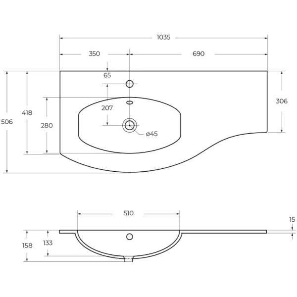 Раковина из искусственного мрамора CEZARES 50153 Bianco