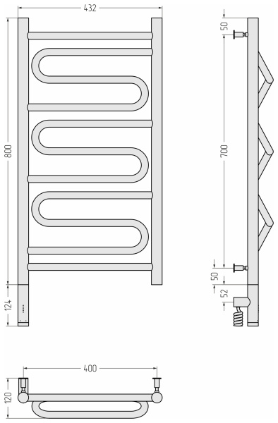 Полотенцесушитель электрический (80х40) Cунержа Элегия 3.0 31-5818-8040 левый