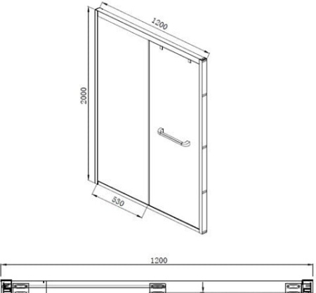Душевая дверь BRAVAT Stream в нишу две раздвижные двери 1200x2000 (BD120.4203S)
