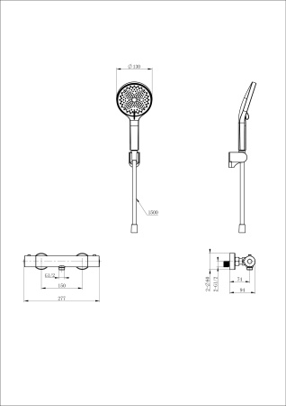 Смеситель для душа с термостатом WONZON & WOGHAND INN 3, белый матовый WW-B2065-A-MW