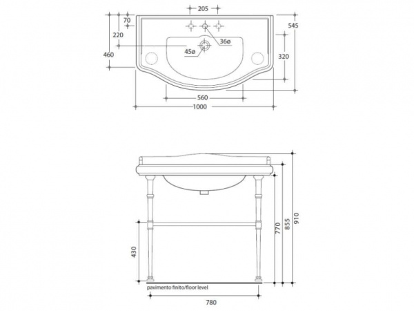 Консоль для раковины Kerasan Retro 730091 oro