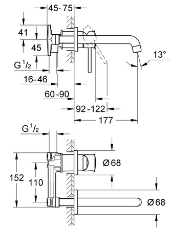 Смеситель для раковины однорычажный Grohe BauClassic 2029200C (2029200C)