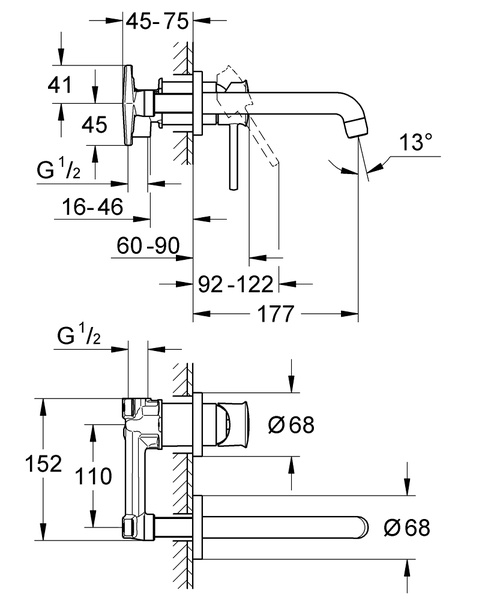 Смеситель для раковины однорычажный Grohe BauClassic 2029200C (2029200C)