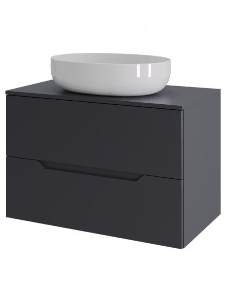 Тумба с раковиной подвесная 70 см, Orange Line Li-70TugMDF+B05-520W графит/белый