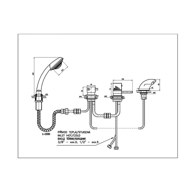 Смеситель на борт ванны Rav Slezak Dunaj DT270.5P