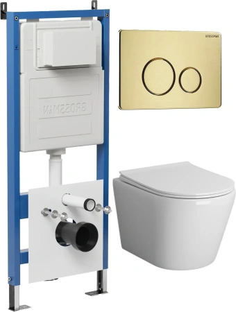 Комплект унитаза с инсталляцией Grossman Style 97.4478SQ.05.32M с клавишей смыва
