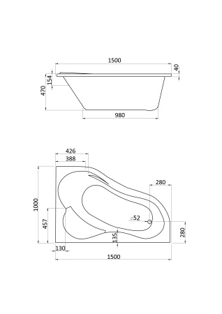 Акриловая ванна (150х100)  Santek Ибица  R  1WH112035