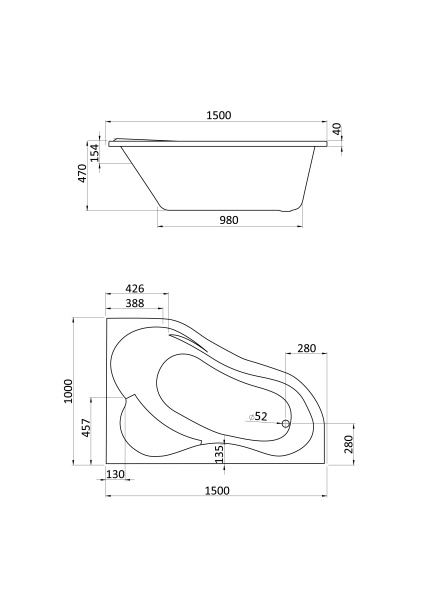 Акриловая ванна (150х100)  Santek Ибица  R  1WH112035