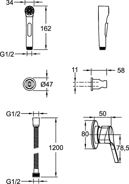 Гигиенический набор Jacob Delafon Elate E24610-BL