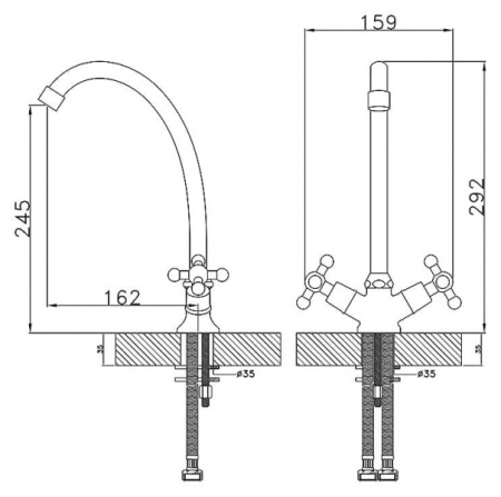 Смеситель для кухонной мойки Rossinka G (G02-71)
