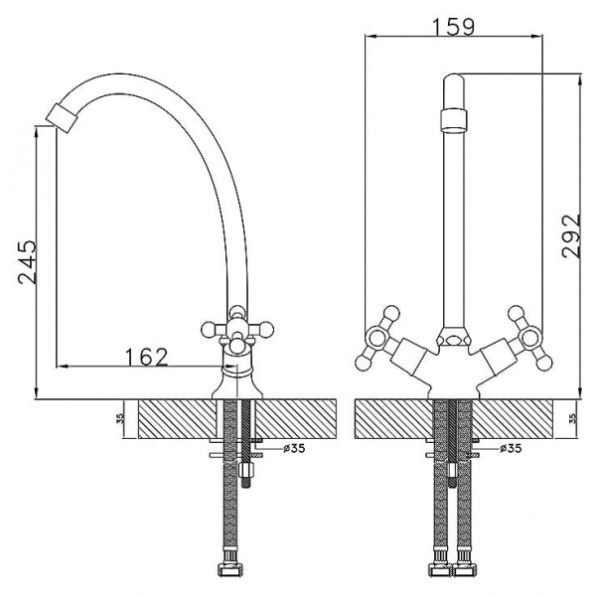 Смеситель для кухонной мойки Rossinka G (G02-71) Смеситель для кухонной мойки Rossinka G (G02-71)